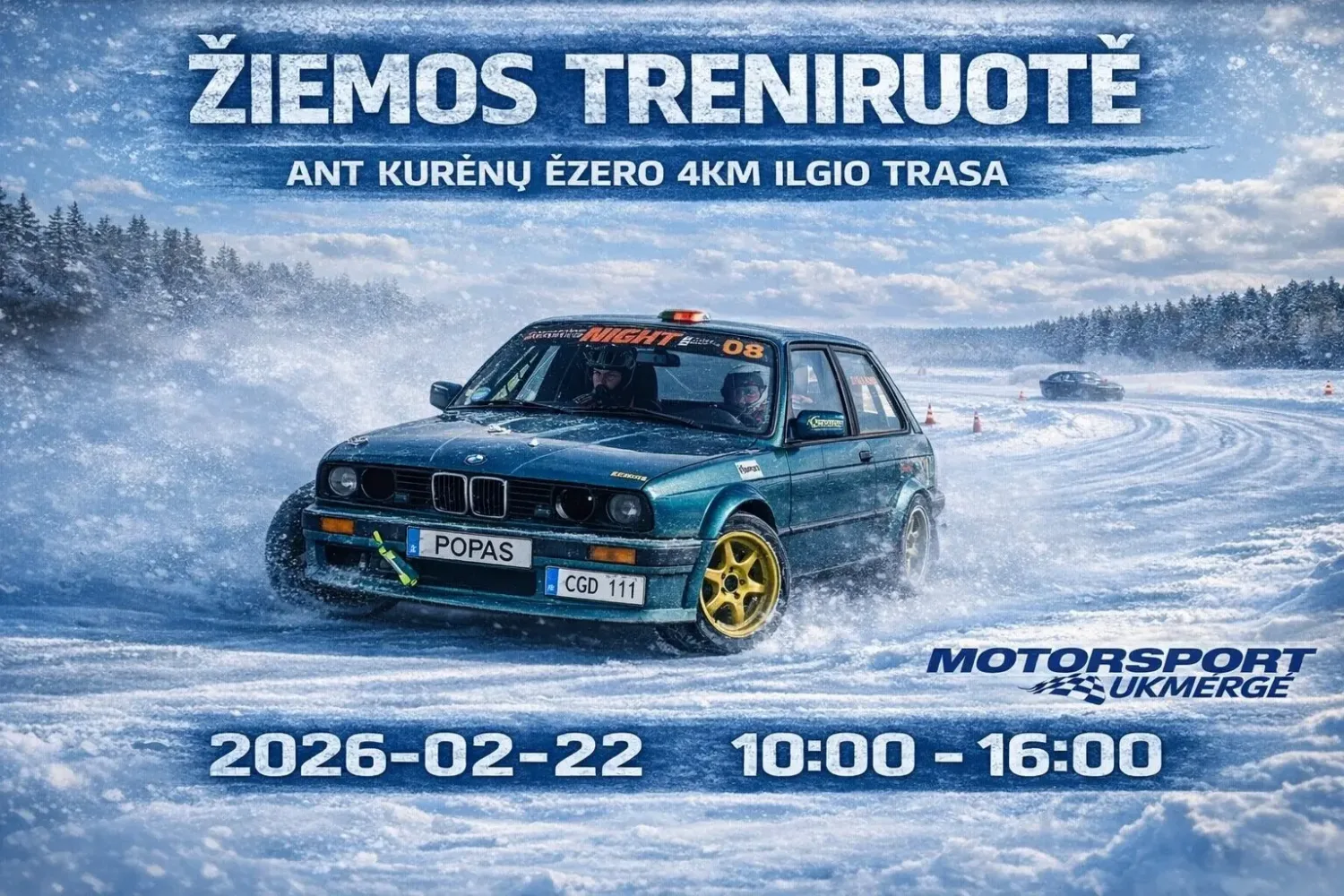 4km ilgio ledo trasa ant užšalusio Kurėno ežero.
