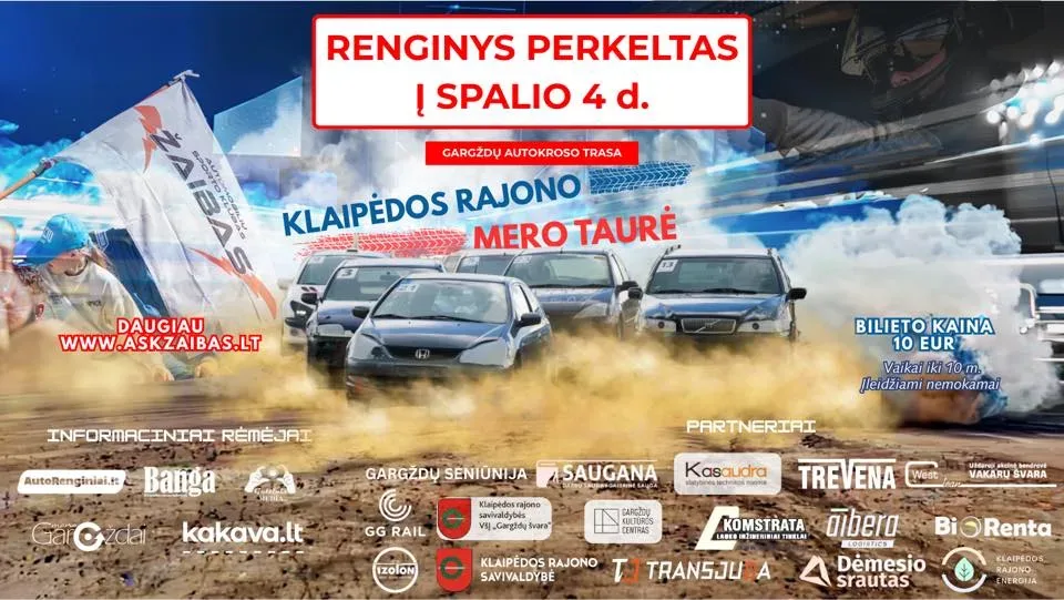 Autokrosas „Klaipėdos rajono mero taurė“  Keitėsi data!