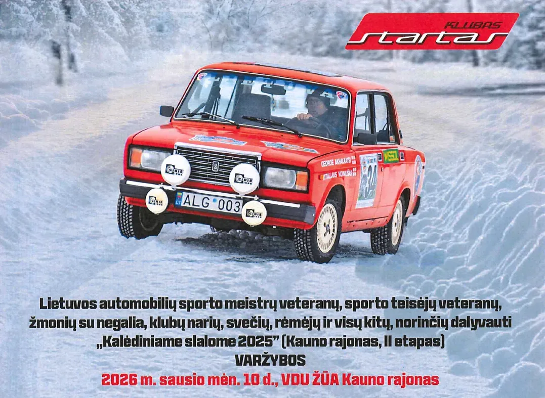 2026 M. LIETUVOS AUTOMOBILIŲ SPORTO MEISTRŲ VETERANŲ, TEISĖJŲ VETERANŲ, KLUBŲ NARIŲ, SVEČIŲ IR RĖMĖJŲ KALĖDINIS SLALOMAS